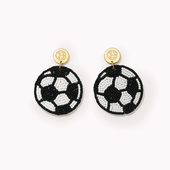 monogrammed soccer earrings