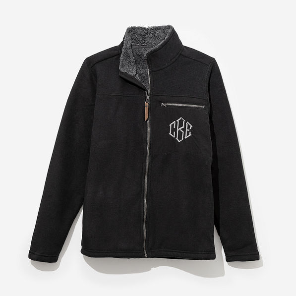 monogrammed field fleece jacket in black