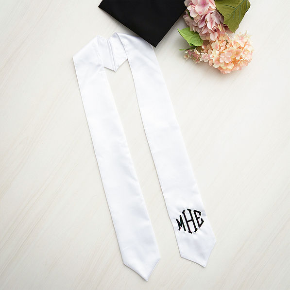 white graduation stole flatlay