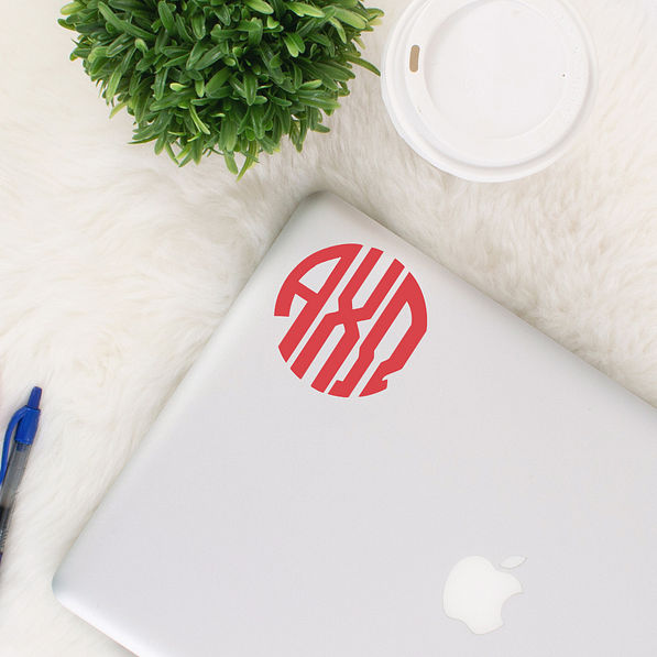 Alpha Chi Omega decorative decal on laptop