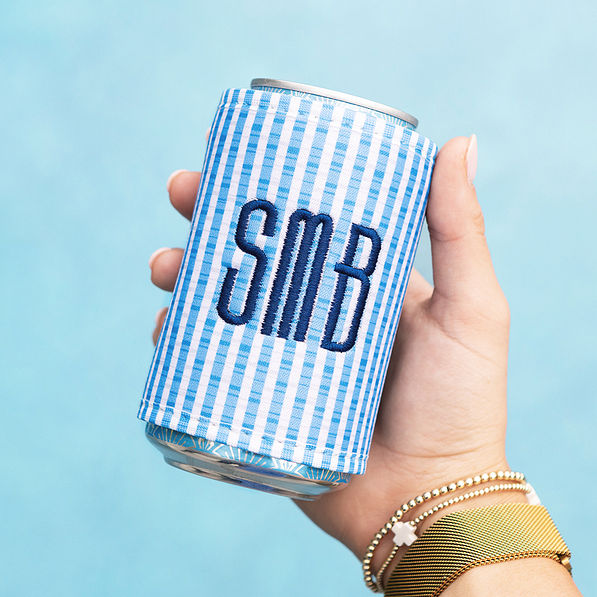 holding blue cabana stripes