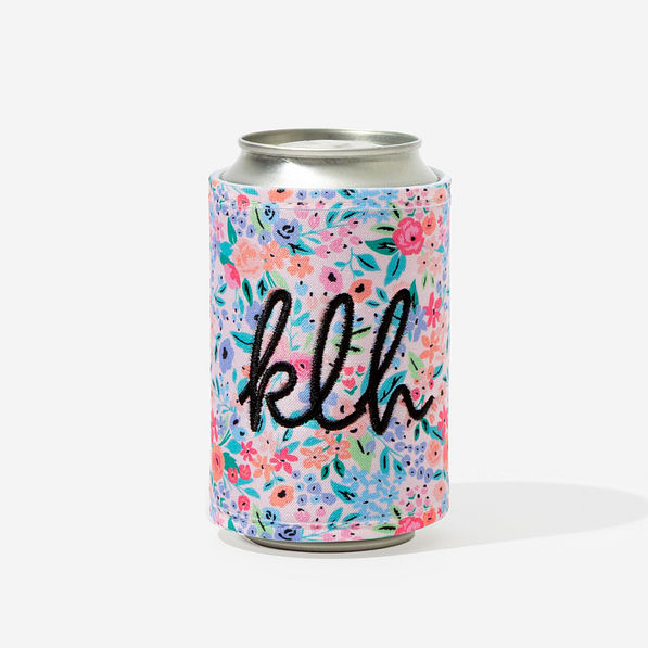 personalized can koolie blue in coral floral