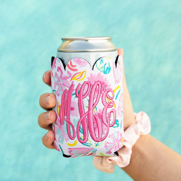 painted petals can koolie in hand