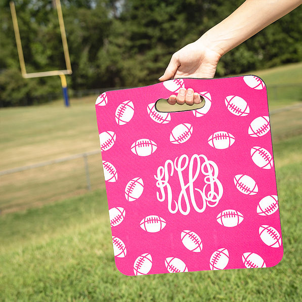 pink rubber seat cushion with football field