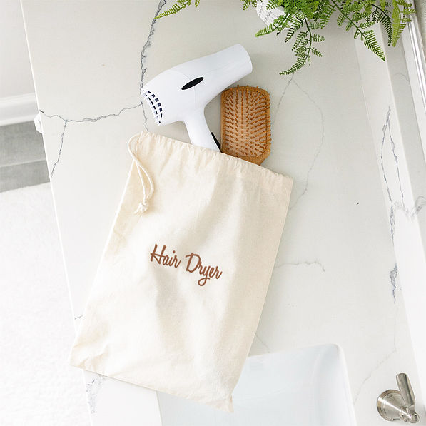 natural drawstring travel bag hair dryer
