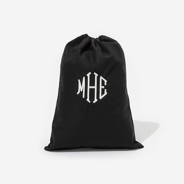 Monogrammed Drawstring Travel Bag in Black
