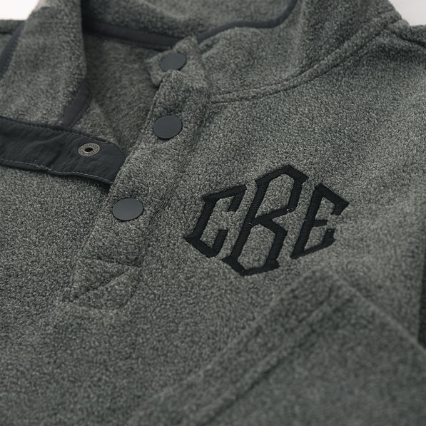 close up of charcoal bayview fleece