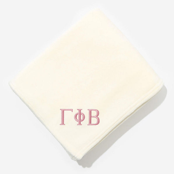 Gamma Phi Beta Plush Blanket in Ivory