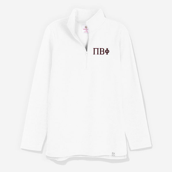 Pi Beta Phi Pullover Sweatshirt in White | Sorority Quarter Zip