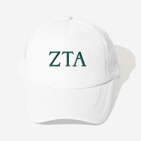 zeta tau alpha trucker hat in white