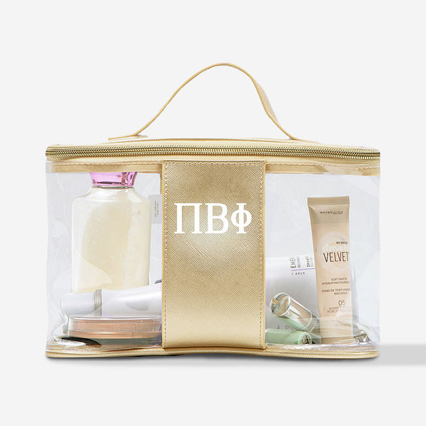 Pi Beta Phi Clear Train Case | Monogrammed Sorority Cosmetic Bag