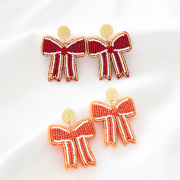 Monogrammed Gameday Bow Earrings