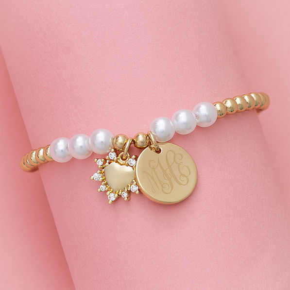 pearl  heart  bracelet  on  pink