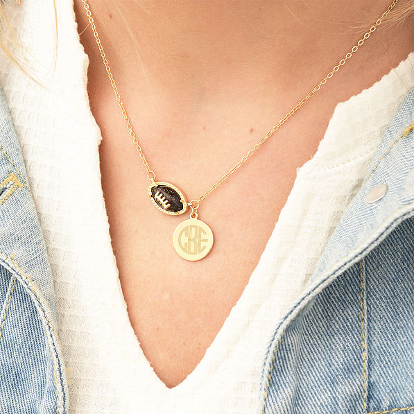 Monogrammed Football Necklace