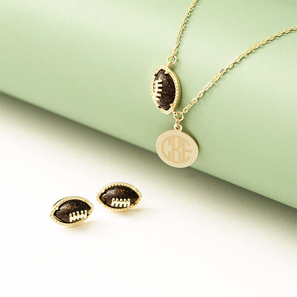football necklace with football earrings