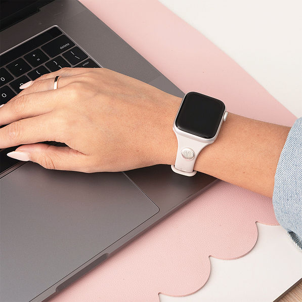 taupe watch band on arm