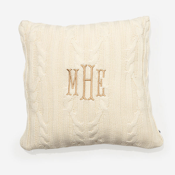 Monogrammed Cable knit Pillow Sham in ivory