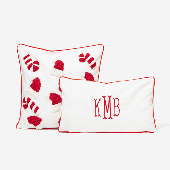 Personalized Christmas Pillow Case Set in Red/White