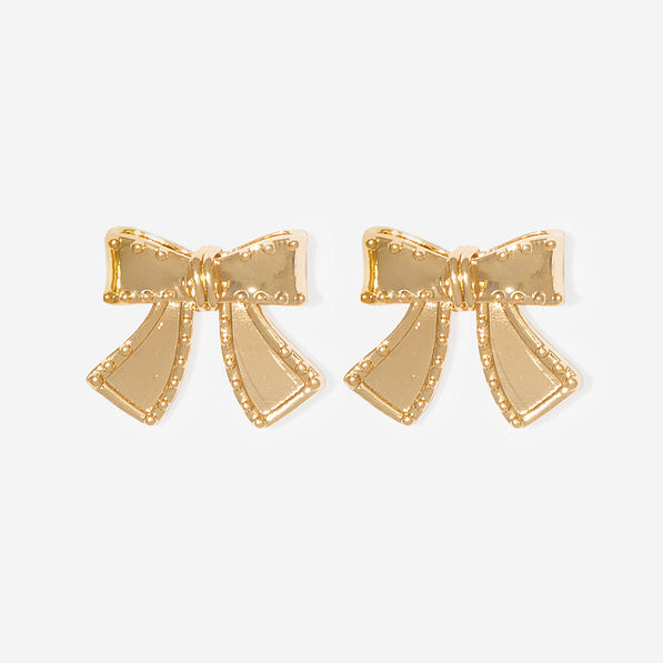 bow stud earrings in gold