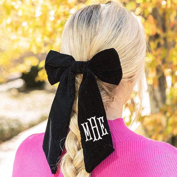Monogrammed Velvet Bow