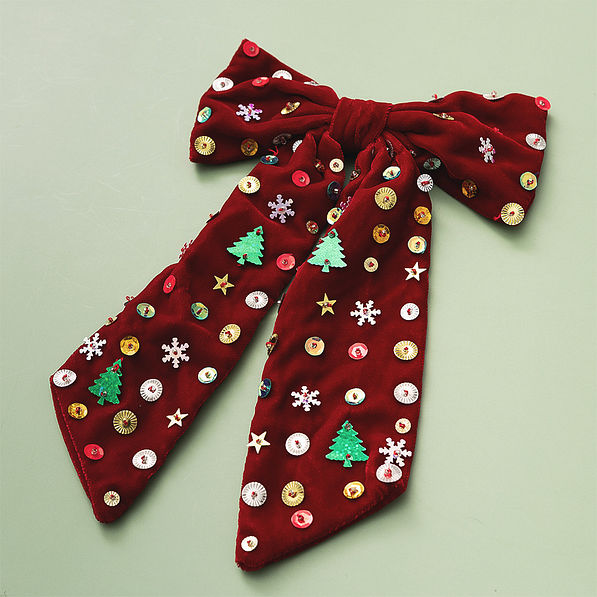 christmas velvet bow on green