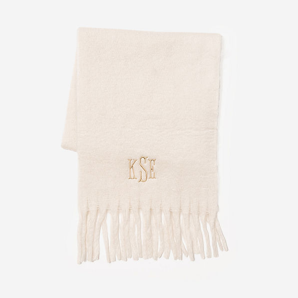 Monogrammed oversized scarf in ivory