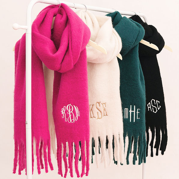 multi oversized scarves on rack