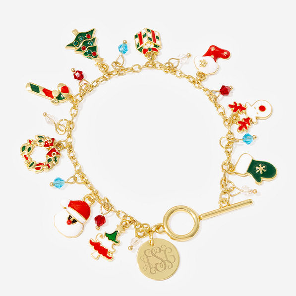 monogrammed christmas charm bracelet