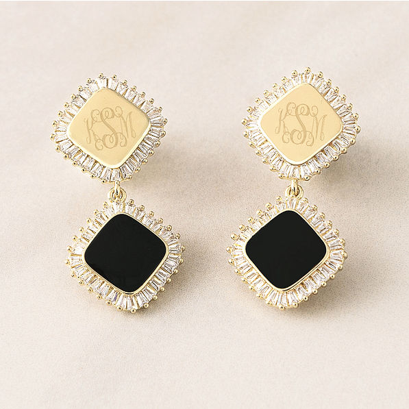 personalized gold elevated dangle earrings