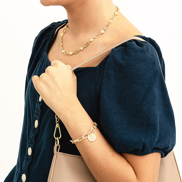 mixed metal chainlink bracelet on arm