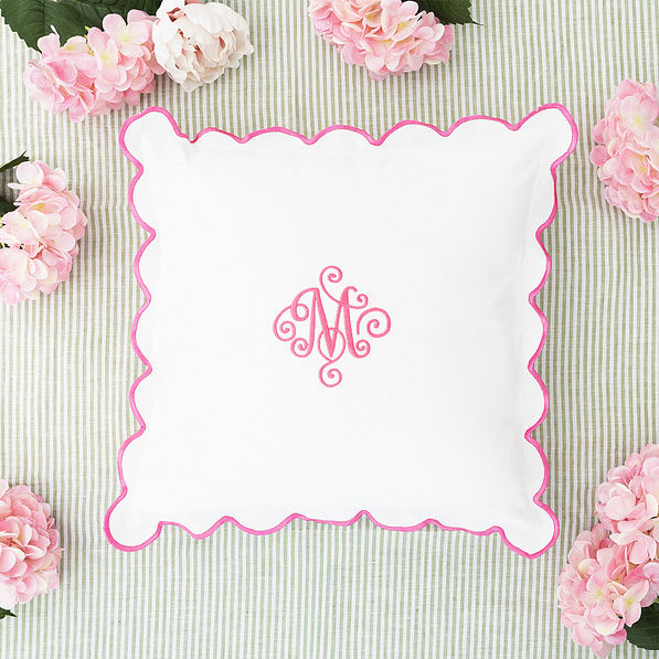 pink scalloped pillow sham flatlay