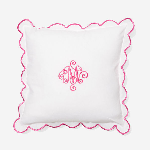 Monogrammed Scalloped Pillow Sham in Pink