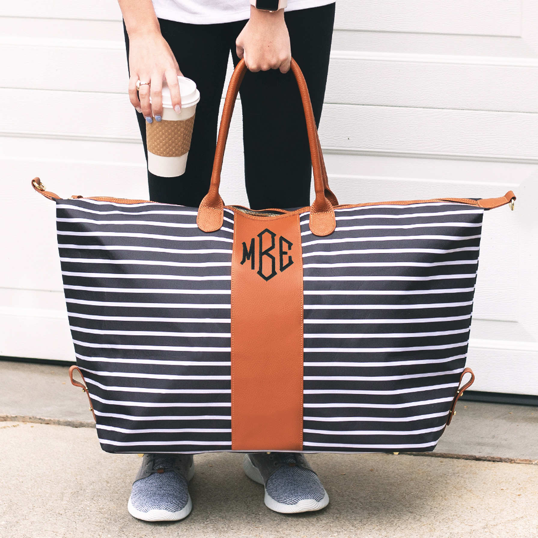 Black And White Striped Weekender Bag — Marleylilly 