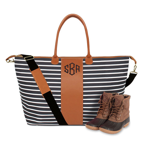 Black and White Striped Weekender Bag — Marleylilly