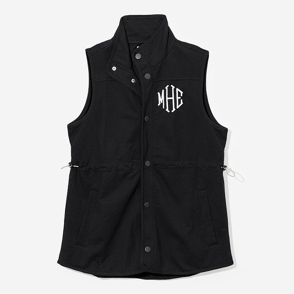 monogrammed sweatshirt vest in black