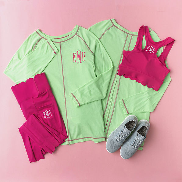 lime athleisure layering tee flatlay