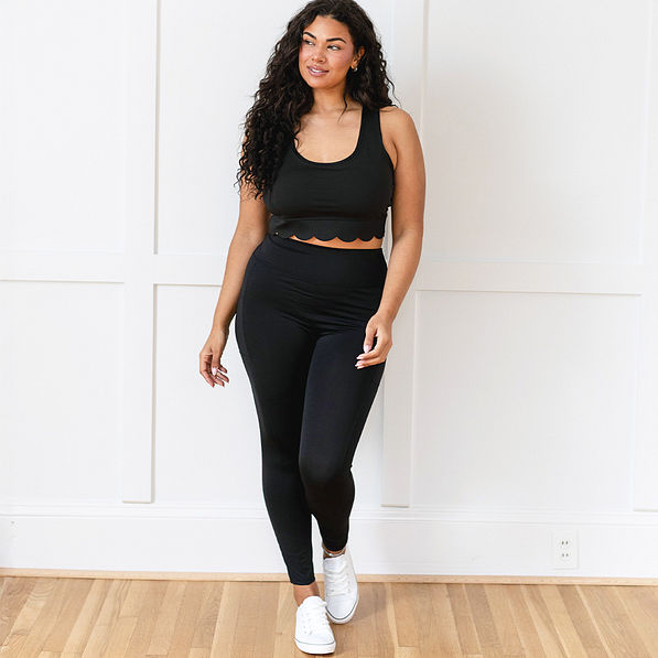 black scalloped sports bra on julia ann