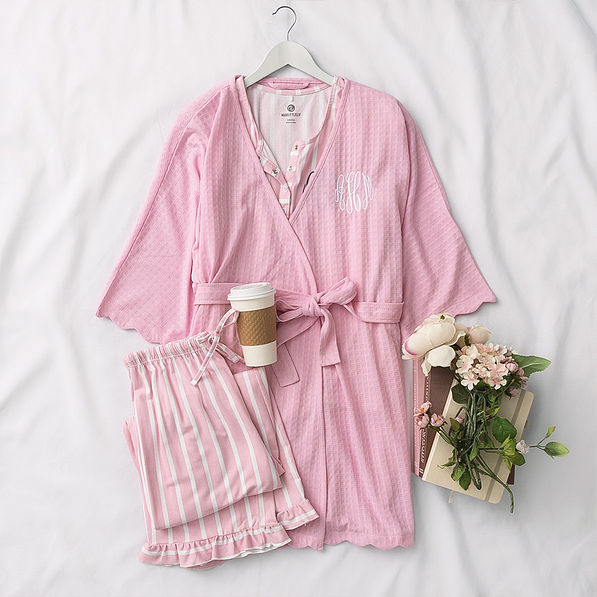 pink scalloped robe flatlay