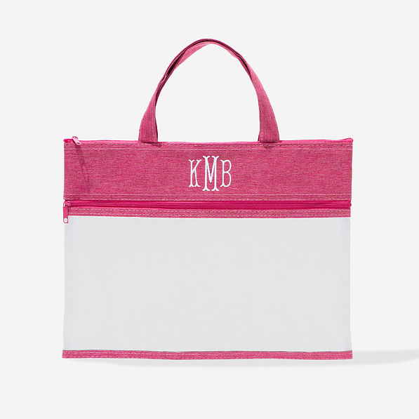 personalized reusable storage bag in hot pink