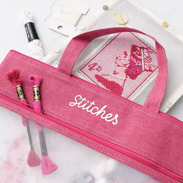 hot pink personalized needlepoint reusable bag new monogram size