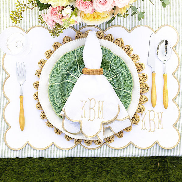 khaki placemat close up