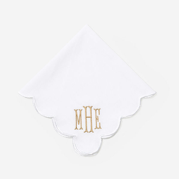 Monogrammed Scalloped Napkin in White