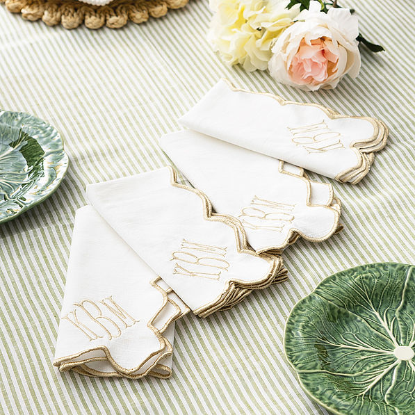 khaki scalloped napkins set