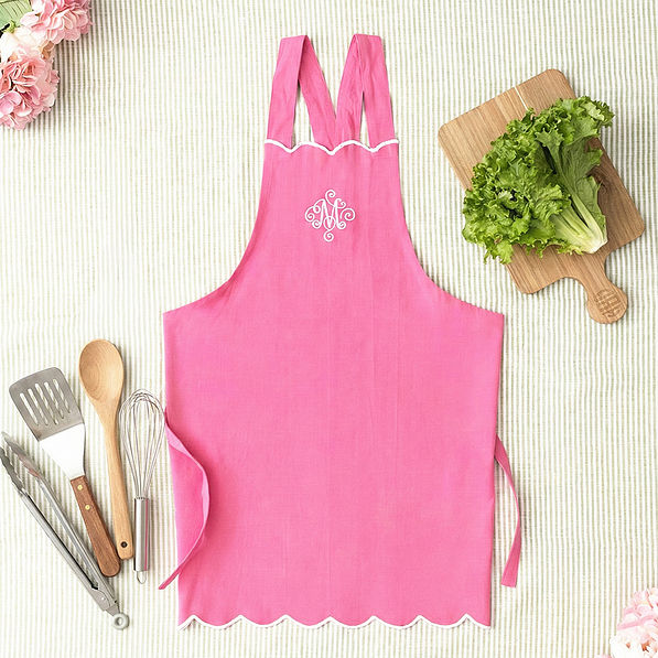 pink scalloped apron flatlay