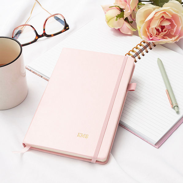 blush notebook with flowers