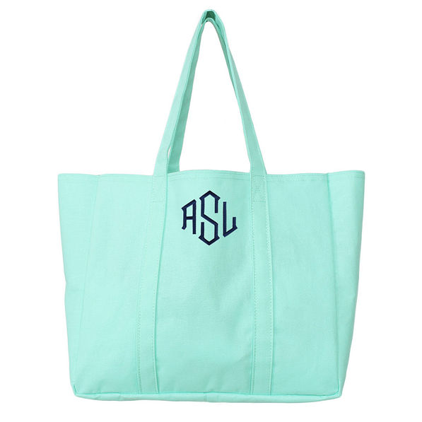 monogrammed essential tote in mint