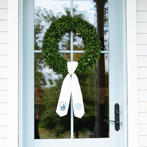 boy wreath sash on door