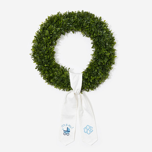 Personalized New Baby Wreath Sash - Boy