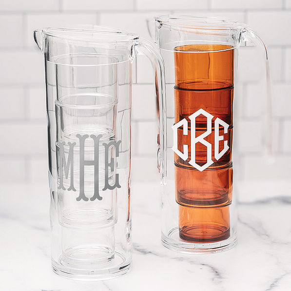Monogrammed Acrylic Pitcher with Nesting Cups
