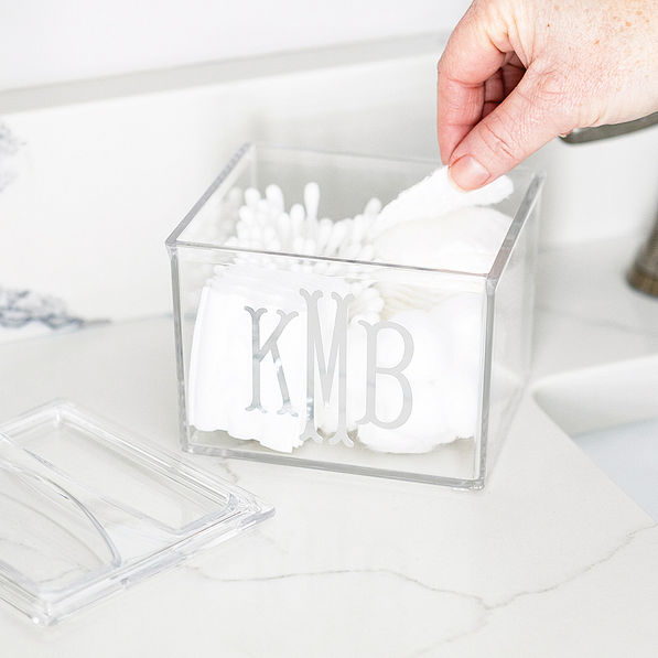 clear acrylic cotton ball holder opened